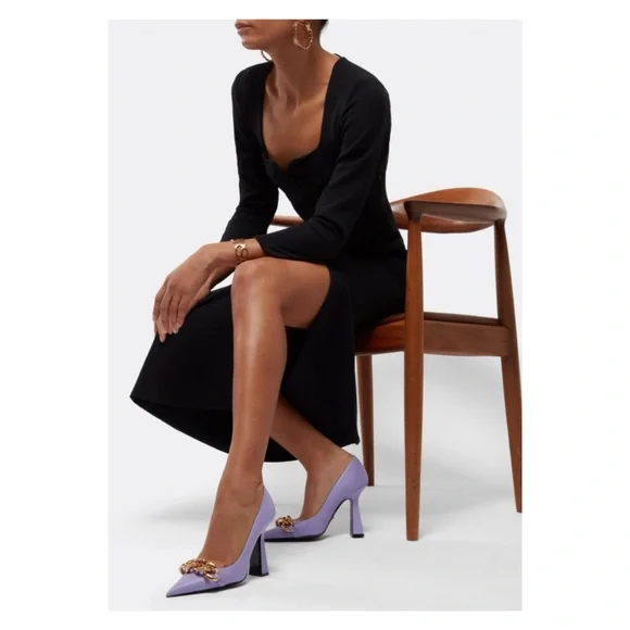 New! VERSACE Medusa Chain Leather Heels - Picture 2 of 14